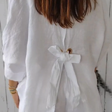 Blusa Camisera de Lino Suelto para Mujer