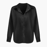 Blusa Satinada de Mujer con Nudo Frontal y Manga Larga