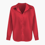 Blusa Satinada de Mujer con Nudo Frontal y Manga Larga