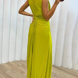 Candelaria - Vestido de Noche Maxi Plisado