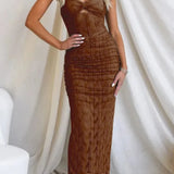 Vestido Midi con Detalles Transparentes – Elegancia Sensual