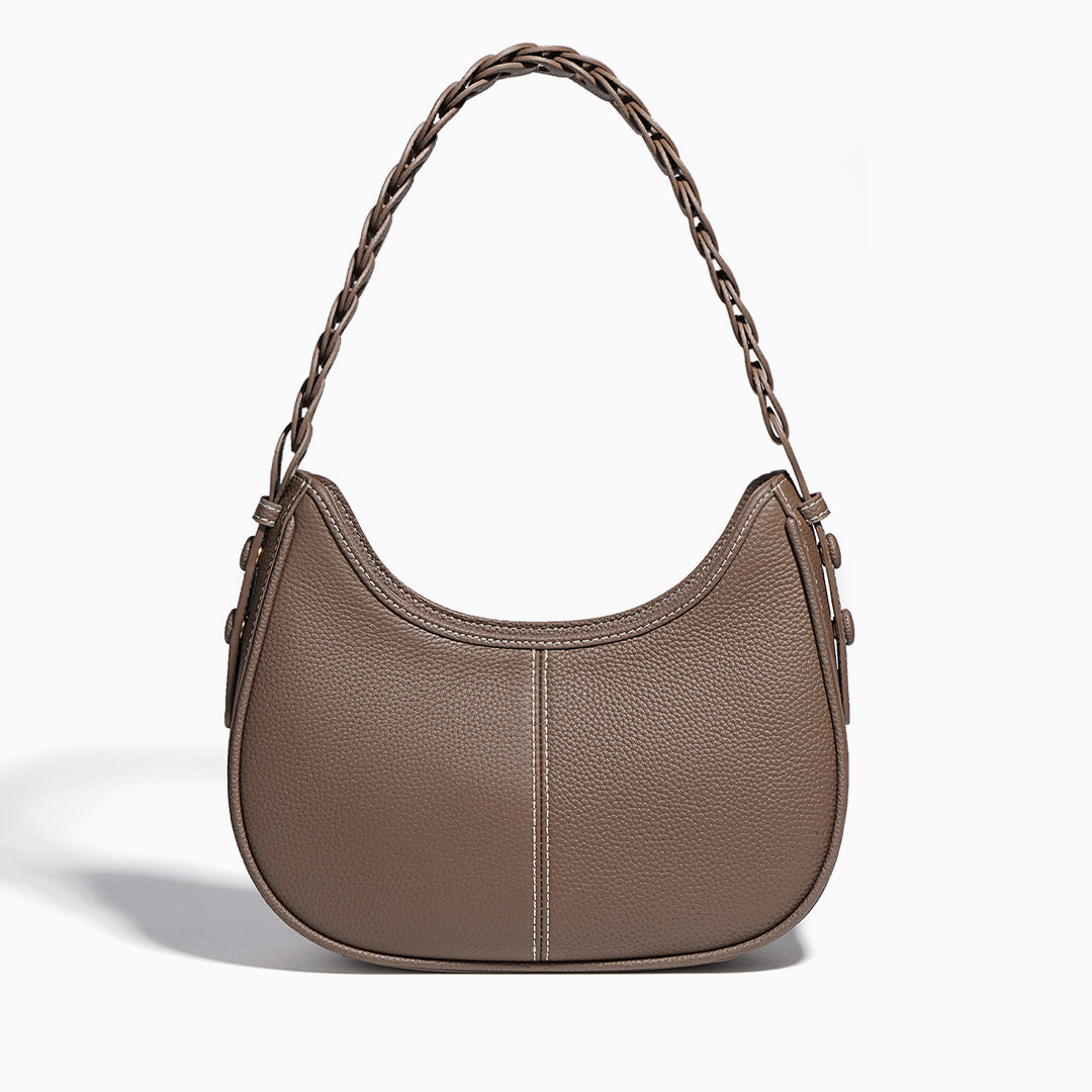 Bolso de Hombro Curvado Elegante con Asa Trenzada