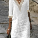 Vestido Casual con Encaje y Cuello en V