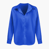 Blusa Satinada de Mujer con Nudo Frontal y Manga Larga