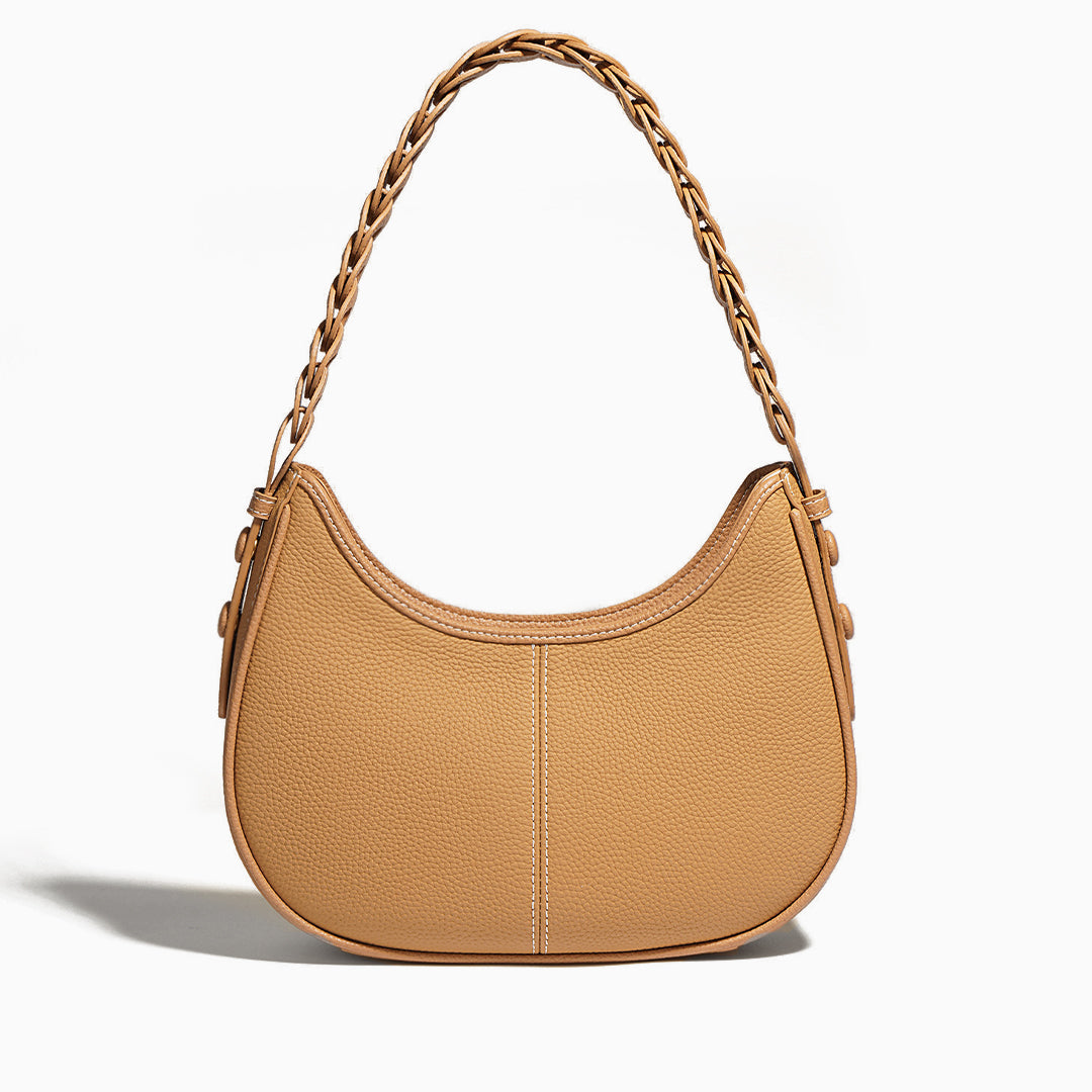 Bolso de Hombro Curvado Elegante con Asa Trenzada