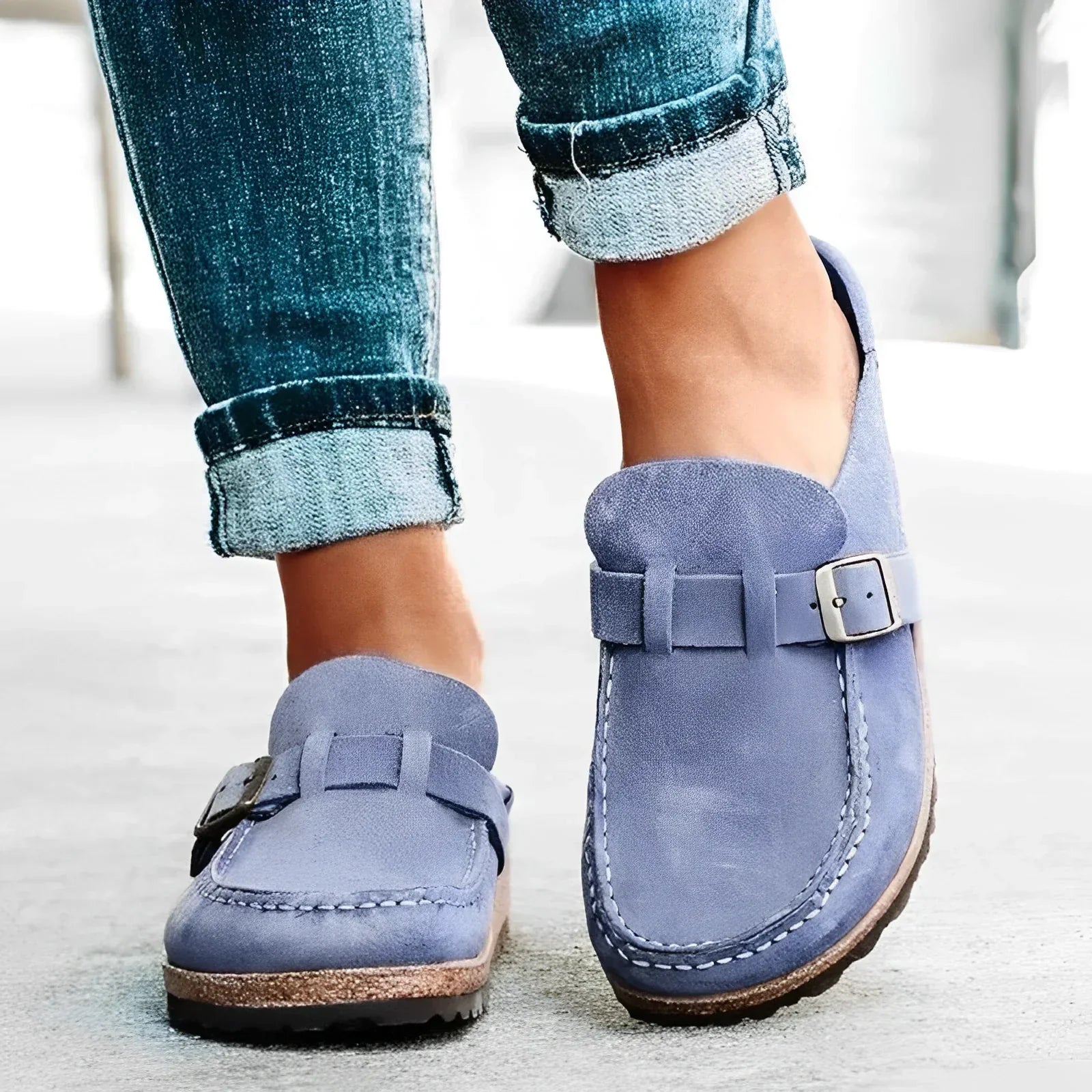 Mocasines Tipo Zueco Mujer – Diseño Casual con Hebilla y Plantilla Ergonómica