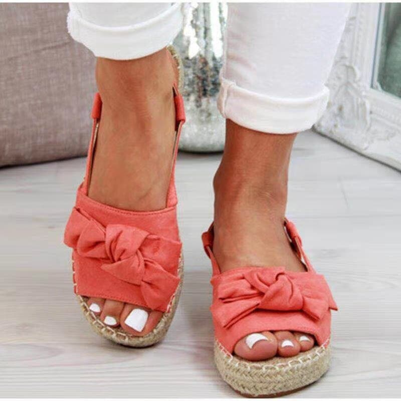 Sandalias Alpargatas Mujer – Plataforma de Yute & Lazo Decorativo