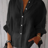 Blusa Camisera de Lino Suelto para Mujer