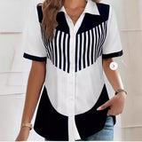 Blusa Camisera a Rayas Bicolor para Mujer