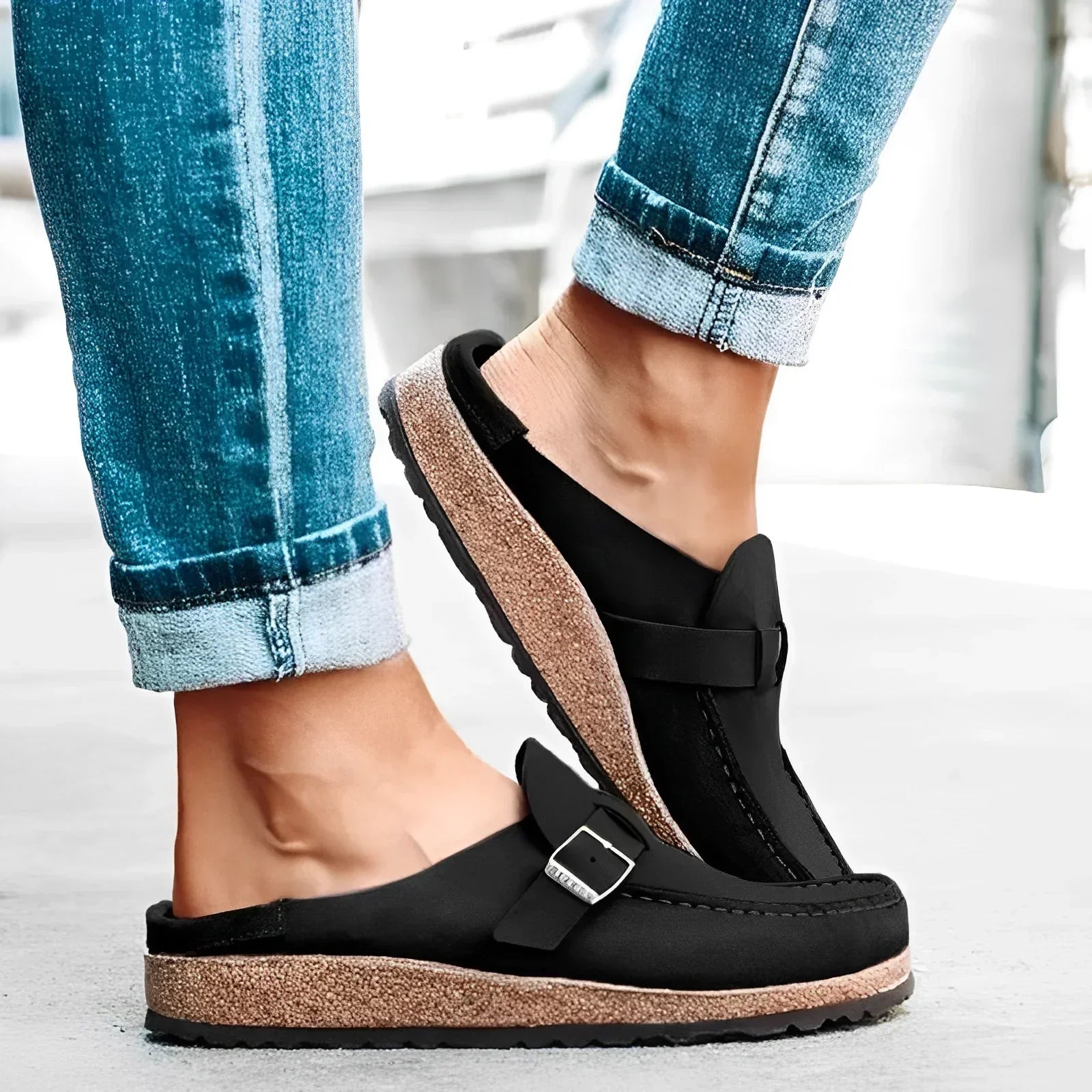 Mocasines Tipo Zueco Mujer – Diseño Casual con Hebilla y Plantilla Ergonómica