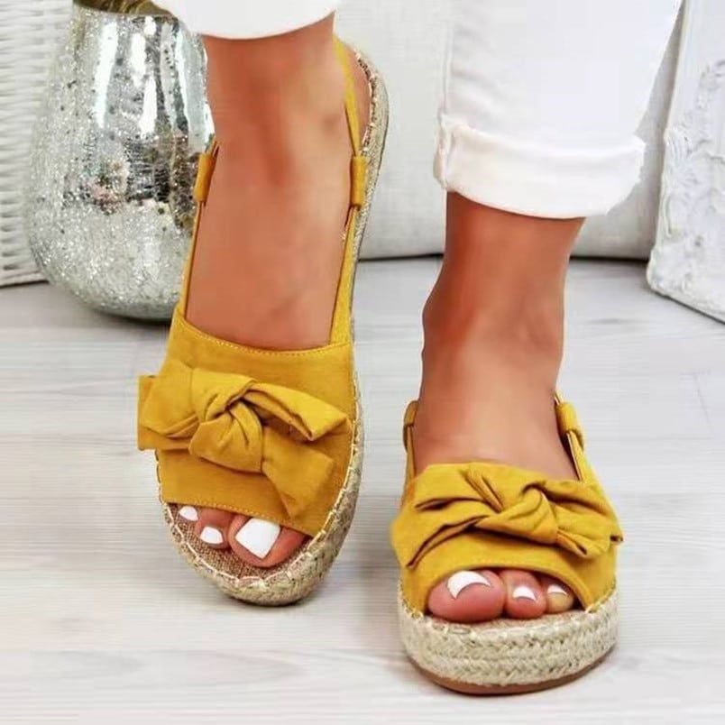 Sandalias Alpargatas Mujer – Plataforma de Yute & Lazo Decorativo