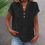 Blusa Casual con Botones de Estilo Lino para Muje