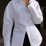 Camisa Entallada Mujer – Corte Largo & Estilo Estructurado