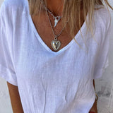 Blusa Beige con Escote en V y Cintura Fruncida para Mujer