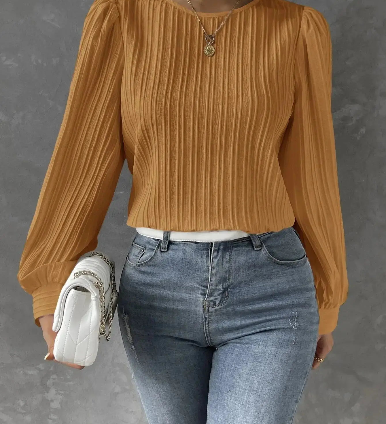 Blusa Texturizada Mujer – Manga Larga con Elegancia Atemporal