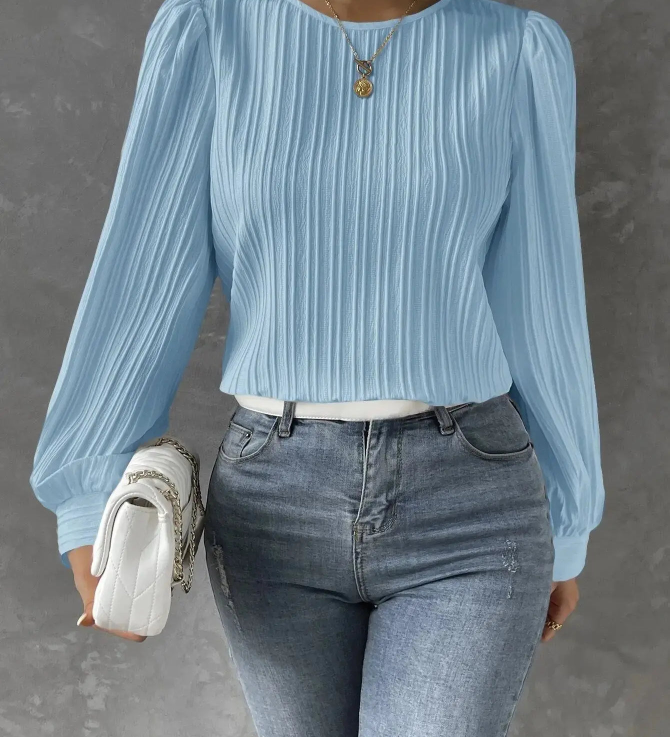 Blusa Texturizada Mujer – Manga Larga con Elegancia Atemporal