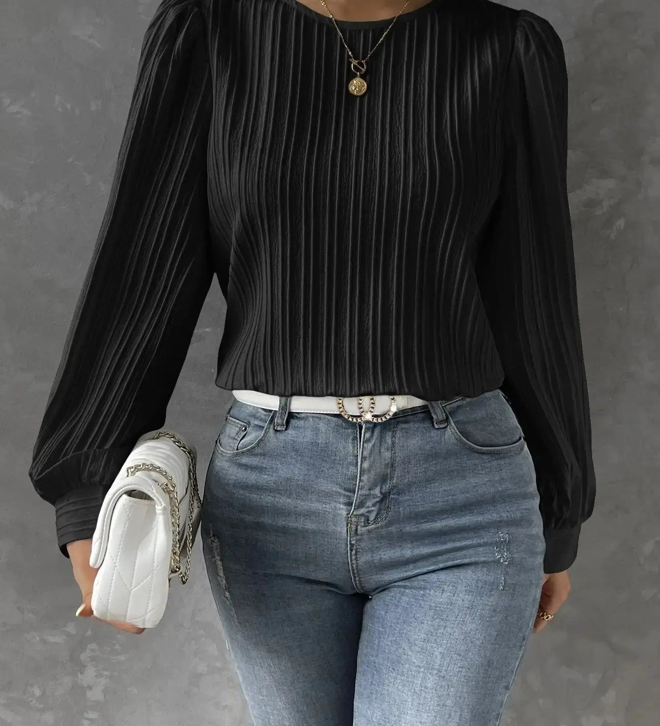Blusa Texturizada Mujer – Manga Larga con Elegancia Atemporal