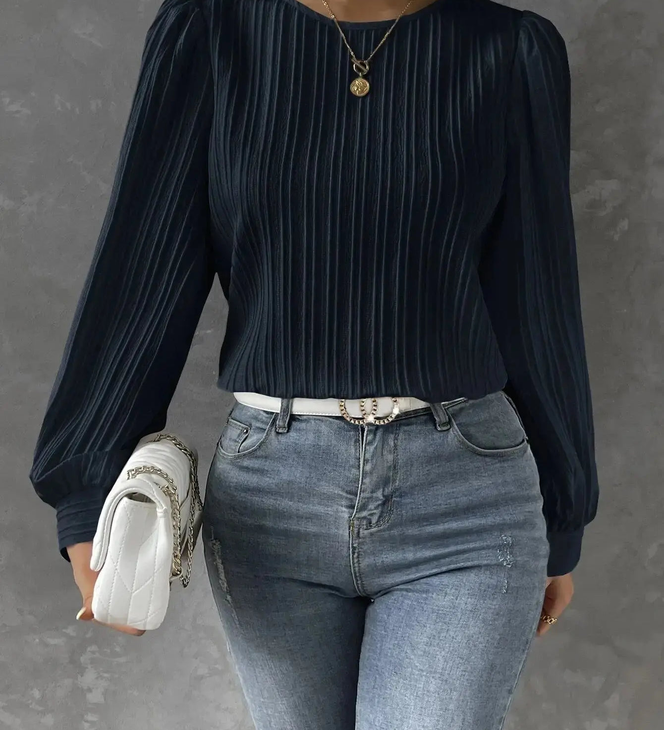 Blusa Texturizada Mujer – Manga Larga con Elegancia Atemporal