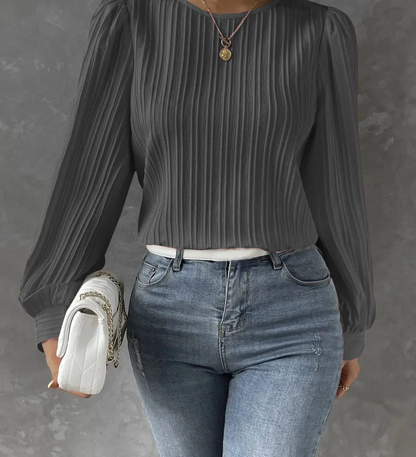 Blusa Texturizada Mujer – Manga Larga con Elegancia Atemporal