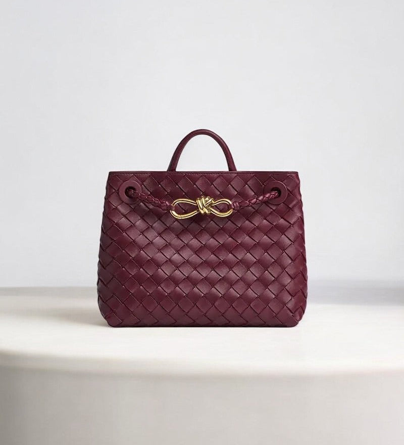 Aurora Bolso de Cuero Trenzado – Cierre Dorado