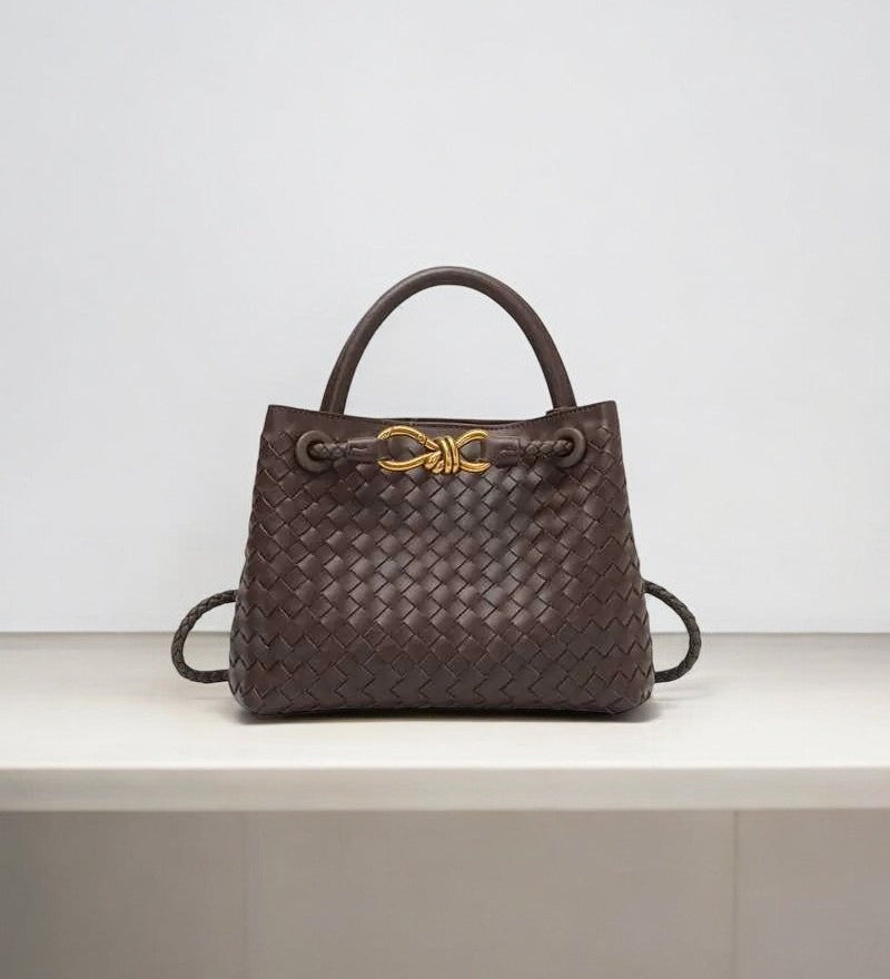 Aurora Bolso de Cuero Trenzado – Cierre Dorado