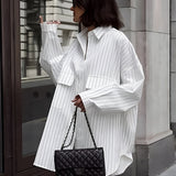 Vestido Camisero Oversize de Mujer con Rayas Verticales