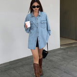 Sobrecamisa denim oversize con bolsillos