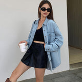 Sobrecamisa denim oversize con bolsillos