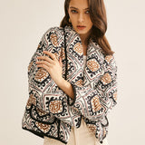 Chaqueta acolchada boho con estampado geométrico elegante