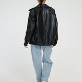 Chaqueta bomber oversize efecto piel en marrón oscuro