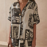 Conjunto veraniego de dos piezas con camisa y shorts estampados