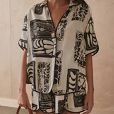 Conjunto veraniego de dos piezas con camisa y shorts estampados