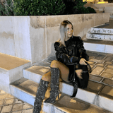 Black Rhinestone Thigh-High Boots – Pointed Toe & Stiletto Heel | Women's Party Boots