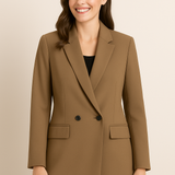Blazer Gris Clásico para Mujer con Botonadura Doble