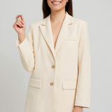 Blazer Crema Mujer de Corte Clásico con Botones Frontales