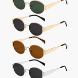 Oval Gold Frame Sunglasses with Green Lenses – Cilia