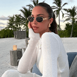 Oval Gold Frame Sunglasses with Green Lenses – Cilia