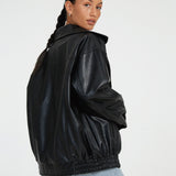 Chaqueta bomber oversize efecto piel en marrón oscuro