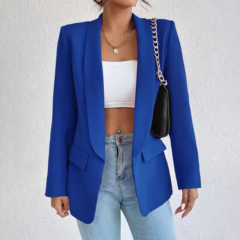 Tailored Black Blazer with Notched Lapel and Flap Pockets