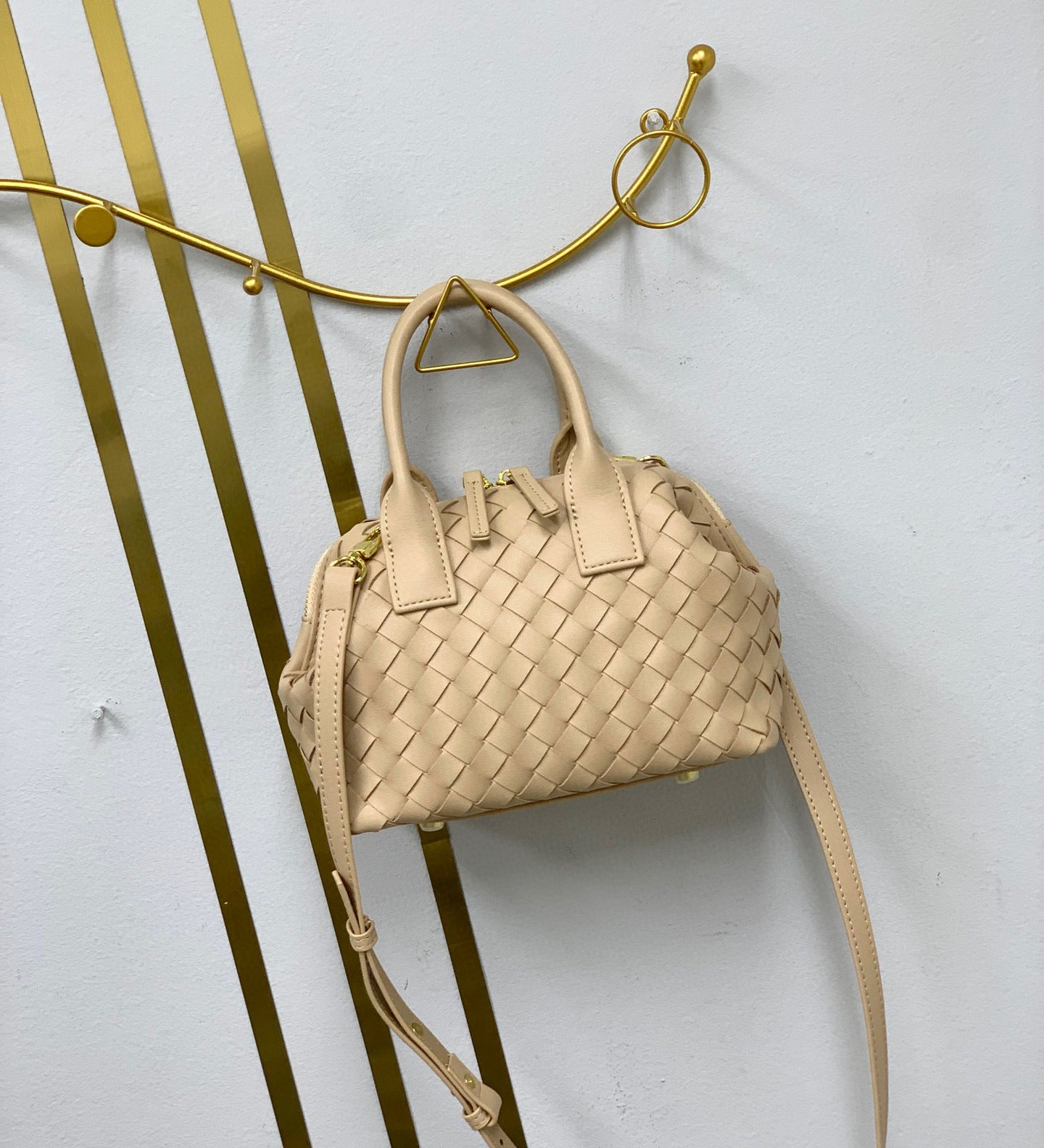 Bolso Boston Sienna – Cuero Auténtico Trenzado con Cremallera