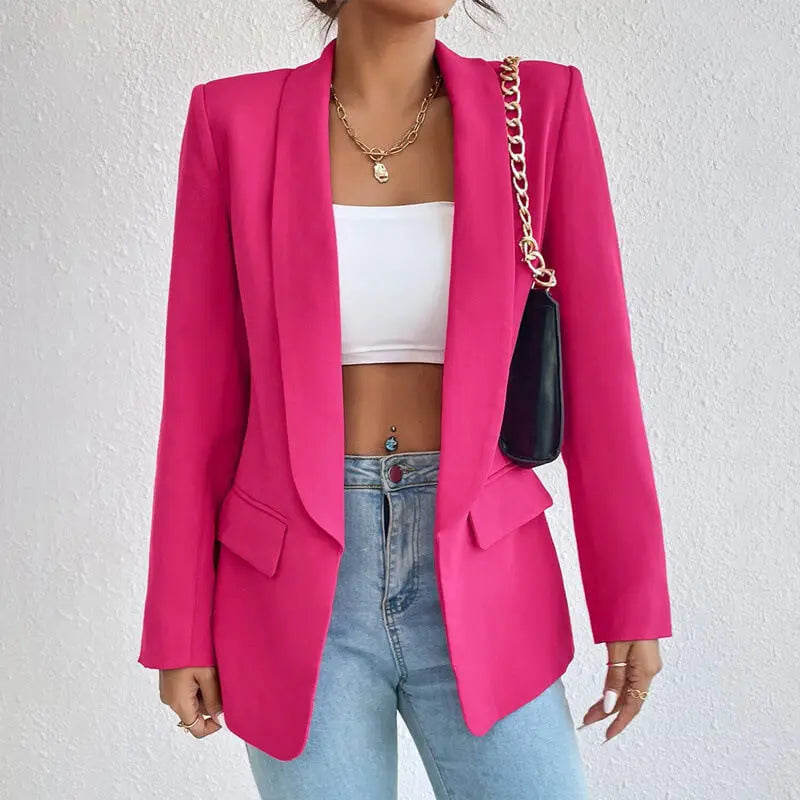 Tailored Black Blazer with Notched Lapel and Flap Pockets