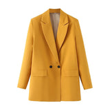 Blazer Beige Mujer de Corte Clásico con Botones Negros