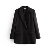 Blazer Beige Mujer de Corte Clásico con Botones Negros
