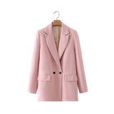 Blazer Beige Mujer de Corte Clásico con Botones Negros