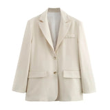 Blazer Crema Mujer de Corte Clásico con Botones Frontales