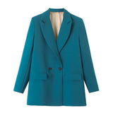 Blazer Beige Mujer de Corte Clásico con Botones Negros