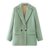 Blazer Beige Mujer de Corte Clásico con Botones Negros