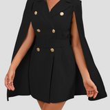 Cape Blazer Mini Dress with Gold Button Details
