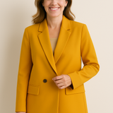 Blazer Beige Mujer de Corte Clásico con Botones Negros
