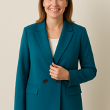 Blazer Beige Mujer de Corte Clásico con Botones Negros